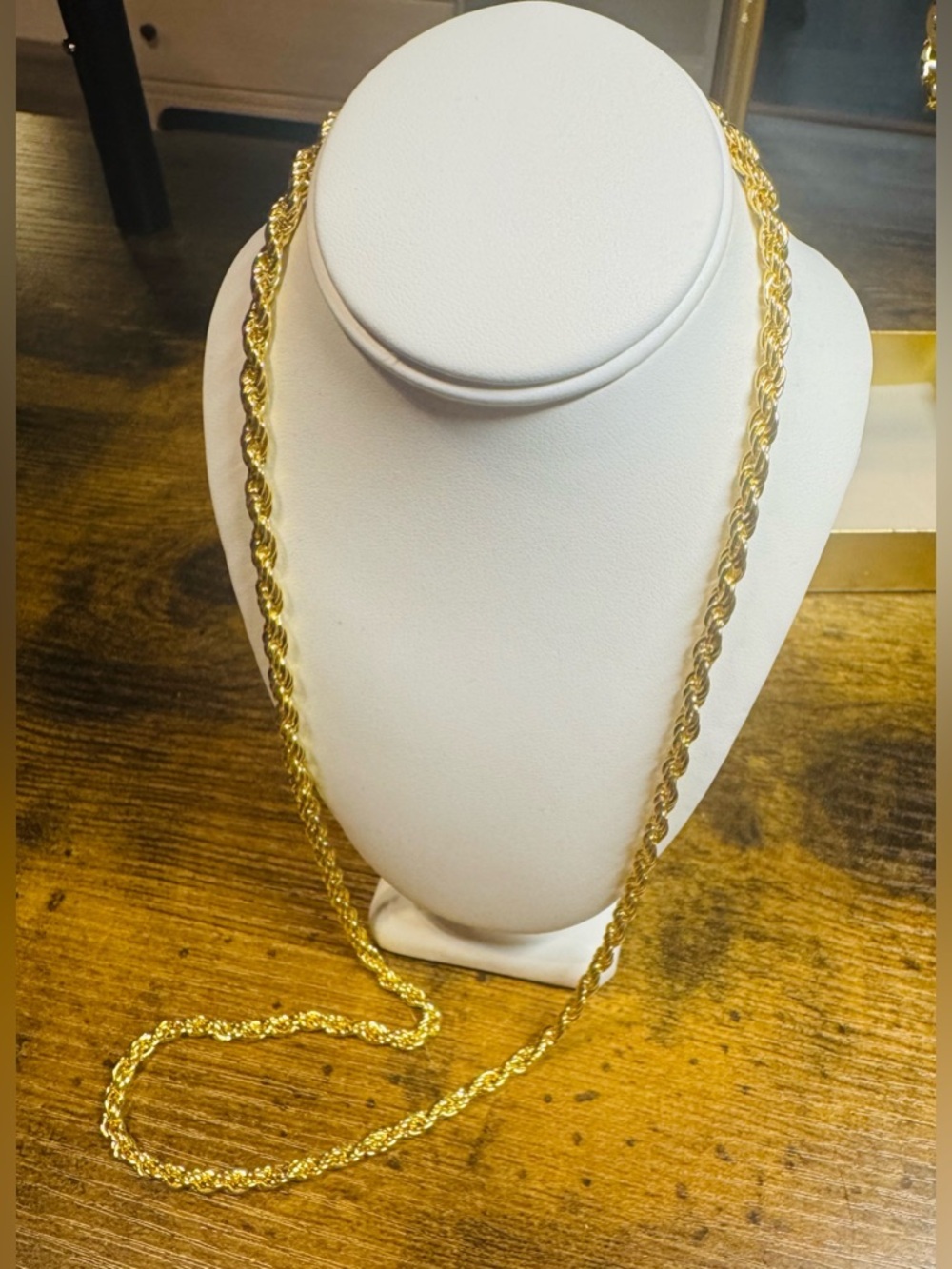14KGP Rope Chain Necklace Gold Tone Classic 22.5” San Tropez Collezioni